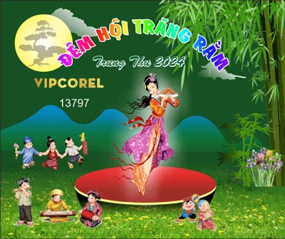 Ảnh gốc Market đêm hội trăng rằm 2024 vector file corel (độ nét cao) in mica