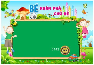 Download file gốc Market Bé khám phá chủ đề trường mầm non file Corel (in mica) logo