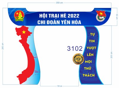 File gốc Market Cổng trại hội trại hè 2022 - chi đoàn Yên Hòa file Corel (in lụa) chi tiết cao
