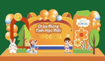File tranh Market Chào mừng năm học mới 2025 #30 file corel (bản gốc) in lụa 5D