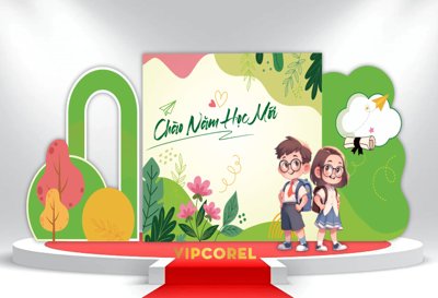 File tranh Market Khai giảng chào năm học mới 2025 #13 file corel (ảnh gốc) sắc nét hoàn hảo