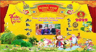 File tranh Market Lễ mừng thọ Song thần ông bà file Corel (gốc) phong cách tối giản
