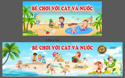 Tải file gốc in lụa Market bé chơi với cát và nước file Corel x5 siêu nét