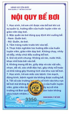 Ảnh gốc Market bảng Nội quy Bể bơi trường THCS file Corel (độ nét cao) in mica