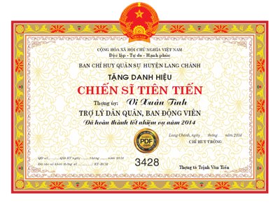 File gốc in ấn Market bằng khen ban chỉ huy quân sự huyện file Corel độ phân giải cao