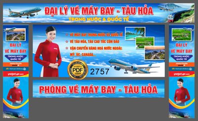 File gốc Market biển đại lý vé máy bay tàu hỏa file coreldraw x5 (PNG) không nền chất lượng