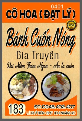 Ảnh gốc Market biển bánh cuốn nóng gia truyền - cô Hoa file corel (nét căng) in mica