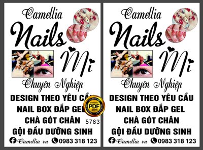File PSD in ấn Market biển vẫy Camellia Nails Mi file corel (chất lượng cao)