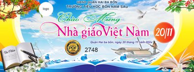 File ảnh Market chào mừng ngày nhà giáo Việt Nam trường tiểu học (gốc) dùng in Pano