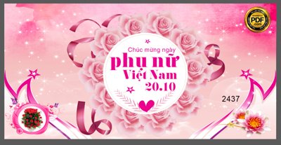 File gốc Market chúc mừng ngày phụ nữ Việt Nam 20.10 nền hoa Hồng (in tráng gương) sang trọng