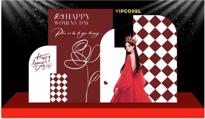 File gốc Market chụp ảnh 8/3 Happy Womens day file corel (in lụa) tranh mã đáo