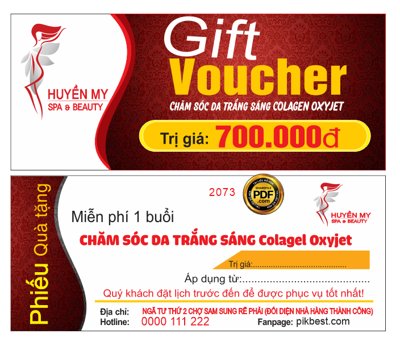 File gốc Market gift Voucher Huyền My spa and beauty file CDR (in ấn) màu sắc trung thực