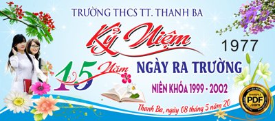 File gốc Market kỷ niệm 15 năm ngày ra trường THCS THANH BA CDR (in lụa) tranh phong thủy