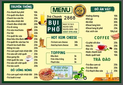 File PSD Market menu trà chanh bụi phố file corel (chất lượng in ấn)