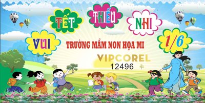File tranh Market nền ngày Quốc Tế Thiếu Nhi 1/6 vector #46 (bản gốc) in lụa 3D