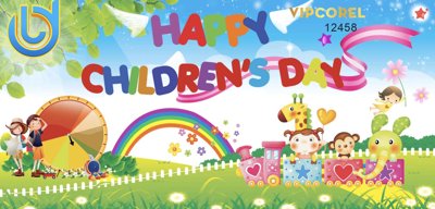 File tranh Market nền ngày Quốc Tế Thiếu Nhi 1/6 vector #8 (bản gốc) in canvas