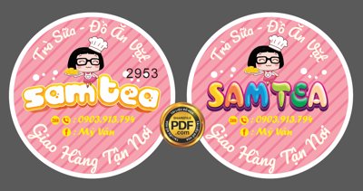 Tải xuống file tranh gốc Market tem nhãn trà sữa đồ ăn vặt Sam Tea file corel (PSD/TIFF)