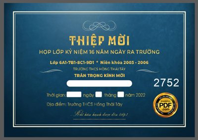 File tranh gốc in trần nhà Market thiệp mời - họp lớp kỷ niệm 16 năm ngày ra trường 3D