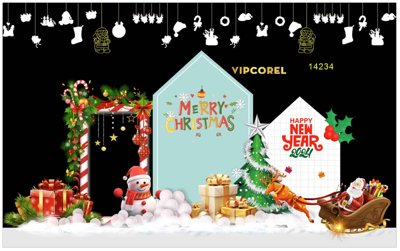 File ảnh Market trang trí Giáng Sinh 2025 file corel #17 (gốc) in biển hiệu