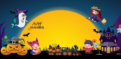 File tranh Market trang trí Lễ hội Halloween vector file corel #43 (bản gốc) in lụa dán tường