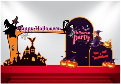 File gốc Market trang trí Lễ hội Halloween vector file corel #5 (in lụa) tranh mã đáo