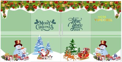 Tải file Market trang trí cửa kính Giáng Sinh 2025 file corel (PSD) cho in ấn quảng cáo