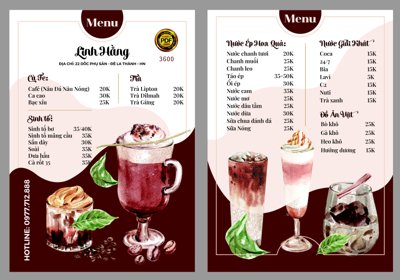 File PSD Menu đồ uống drink Linh Hằng file corel (bản gốc) độ phân giải cao