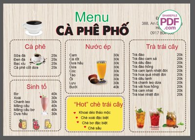 File in ấn Menu Cà phê phố file vector PDF và file CDR (bản gốc) sắc nét