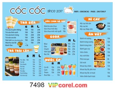Chi tiết file ảnh Menu Cốc Cốc Since 2017 - trà sữa ăn vặt file corel sắc nét