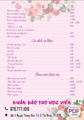 Tải file Menu Phun xăm thẩm mỹ file vector PDF & CDR (gốc) in nhanh