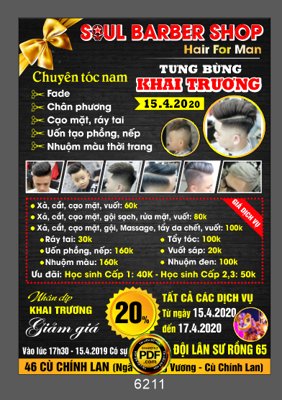 Download file gốc Menu Soul barbershop chuyên tóc nam file corel (in lụa) tranh 3D