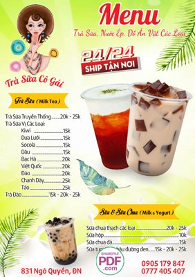File in lụa Menu Trà sữa - nước ép - đồ ăn vặt các loại file PDF & CDR (tân cổ điển) Menu Trà sữa - nước ép - đồ ăn vặt các loại file PDF & CDR