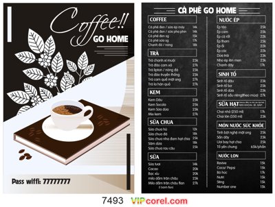File ảnh Menu a4 để bàn - coffee go home file corel (gốc) in quảng cáo ngoài trời