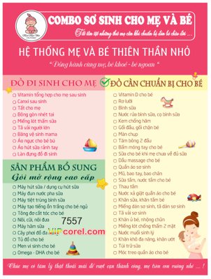 File PSD Menu combo sơ sinh cho mẹ và bé - thiên thần nhỏ (nguyên bản) cho thiết kế