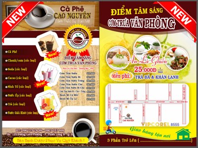 File tranh Menu quán cà phê cao nguyên file corel (ảnh gốc) in trần 3D