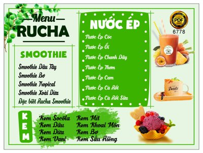 File tranh Meu quán nước ép RUCHA file coreldraw x7 (file gốc) chuẩn màu in