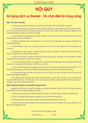 File in ấn Nội quy sử dụng dịch vụ Internet - Trò trơi điện tử (bản gốc) sắc nét