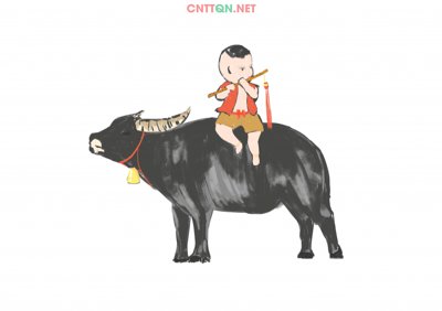 Tải file [PSD] Bé cưỡi trâu thổi sáo chất lượng cao (gốc) in tranh tráng gương