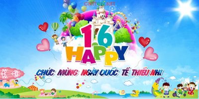 File gốc [PSD] Phông nền Chào mừng ngày quốc tế thiếu nhi 1.6 (chuẩn màu) cho in offset