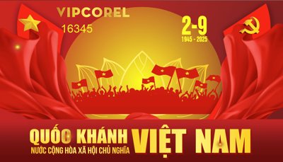 File gốc Pano Quốc Khánh nước cộng hòa XHCN Việt Nam (in lụa) tranh mã đáo