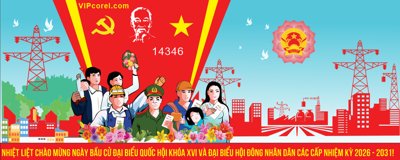 File tranh gốc PSD Pano bầu cử Chào mừng đại hội đảng các cấp #7 còn nguyên layer