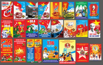 File ảnh gốc Pano cổ động 30/4 và kỷ niệm Ngày Sinh Chủ Tịch Hồ Chí Minh (chuyên in mica)