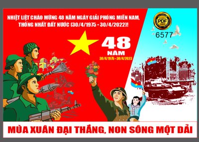 File in trần Pano chào mừng 48 năm ngày giải phóng Miền Nam #6 (file gốc) hoa văn 3D