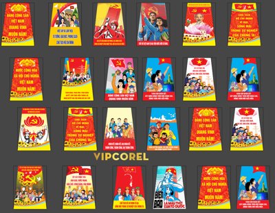 File tranh Pano hình thang trang trí Đại hội Đảng Bộ (gốc) chủ đề con người