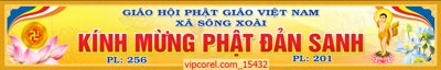File gốc in ấn Pano ngang kính mừng phật Đản Sanh xã Sông Xoài chất lượng vượt trội
