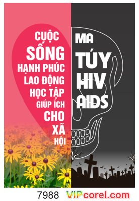 File PSD Pano tuyên truyền về ma túy HIV AIDS file corel (bản gốc) cho nhà in