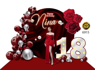 File gốc Party sinh nhật chủ đề hoa hồng - Nina #41 (in ấn) không giới hạn