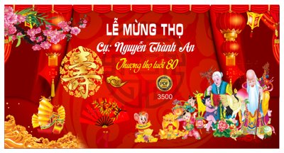 File tranh Phôn Lễ Mừng thọ cụ Nguyễn Thành An 80 tuổi file corel (gốc) chủ đề con người