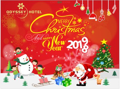 File tranh gốc Phông Merry Christmas And Happy New Year 2019 (bản quyền) file PSD