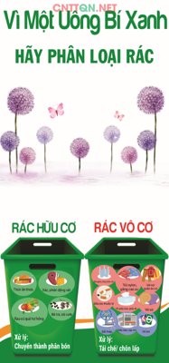 File tranh gốc Phướn tuyên truyền phân loại rác vô cơ và rác hữu cơ file corel chủ đề hiện đại